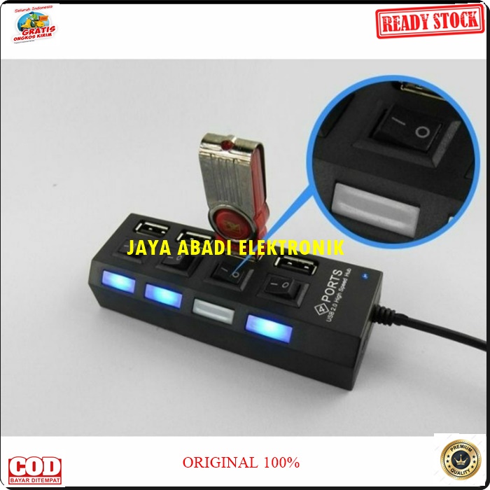 G247 ORIGINAL USB HUB 4 PORT SAKLAR SLOT PENAMBAH SAMBUNGAN CABANG IN OFF 4IN1 CABEL KABEL CABLE KONEKTOR KOMPUTER FLASH DISC DRIVE PENGHYBUBG ADAPTOR ADAPTER  ORIGINAL usb hub saklar 4port port slot sambungan device alat penambah cabang On Off 4in1 cable