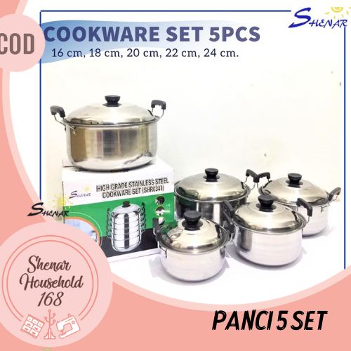 SHENAR , PANCI SUSUN STAINLESS SERBAGUNA PANCI DENGAN TUTUP ANTI KARAT ALAT MASAK SET SERBAGUNA - BISA COD