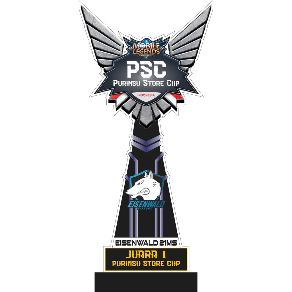 Piala Mobile Legends/Trophy Mobile Legends/Plakat Mobile Legend/Bahan Akrilik 6mm/Free Desain