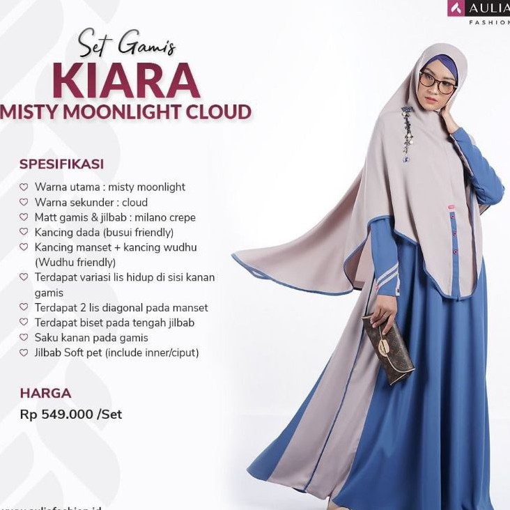 set gamis syari terbaru Kiara Misty Moonlight CLOUD kualitas premium busui original Aulia fashion
