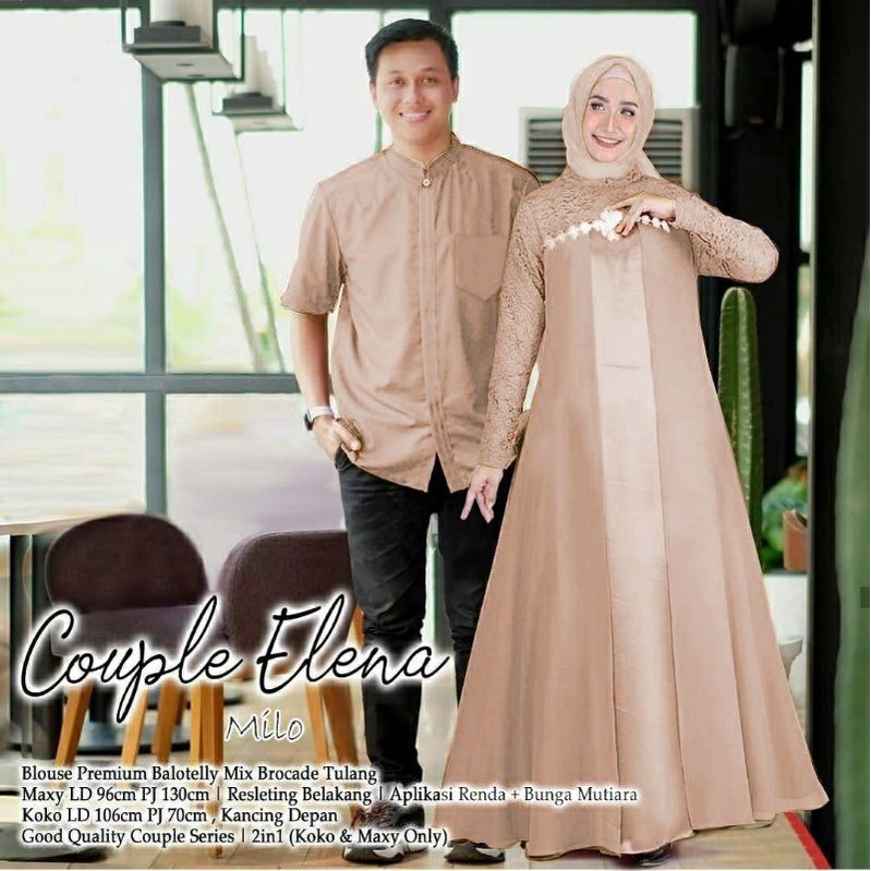Gamis couple ELENA / Sarimbit Idul Fitri Keluarga /Gamis Couple lebaran 2022 / gamis couple terbaru