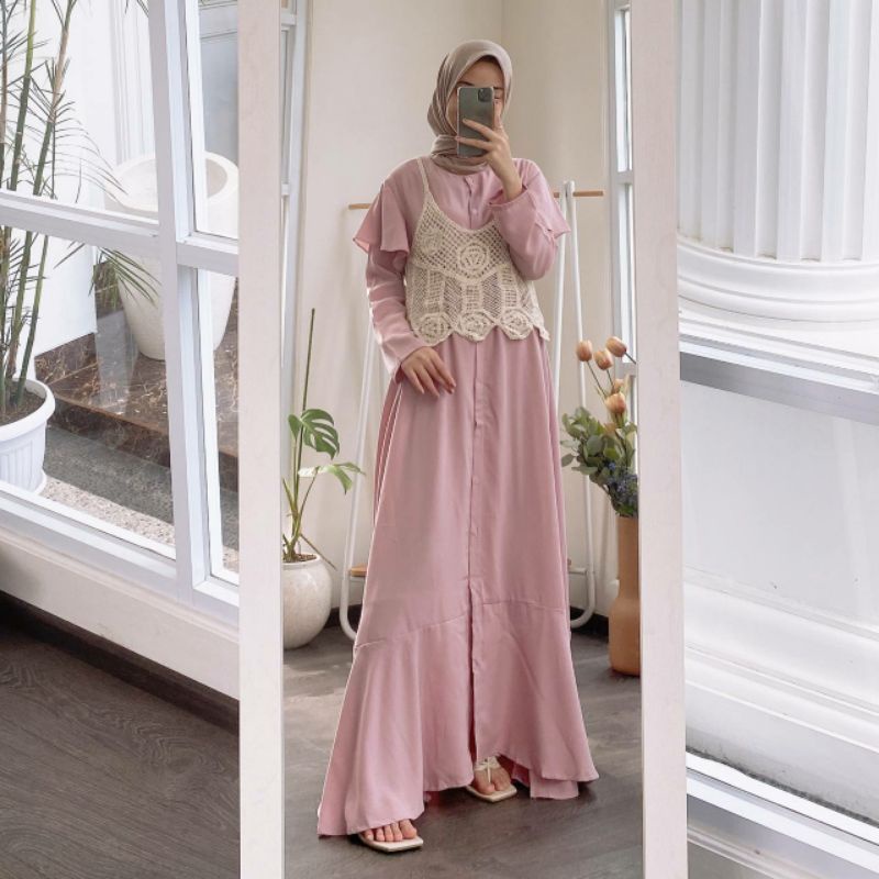 EMILI MAXI - Trend fashion pakaian terbaru baju gamis kondangan tingkat polos wanita hijabers kekini