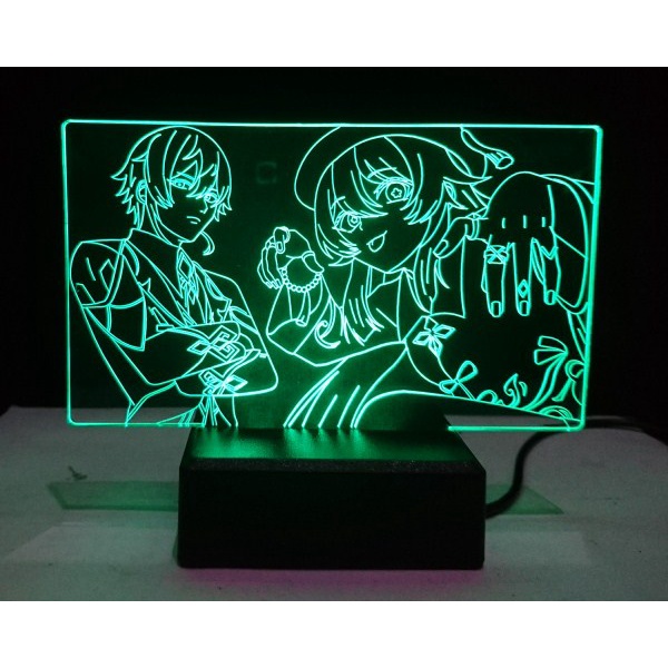Lampu Tidur Akrilik Anime Karakter Hu Tao Zhongli
