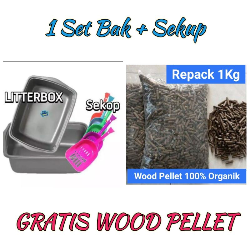 GRATIS 1kg Wood Pellet Bak Litterbox + Sekup Paket Murah