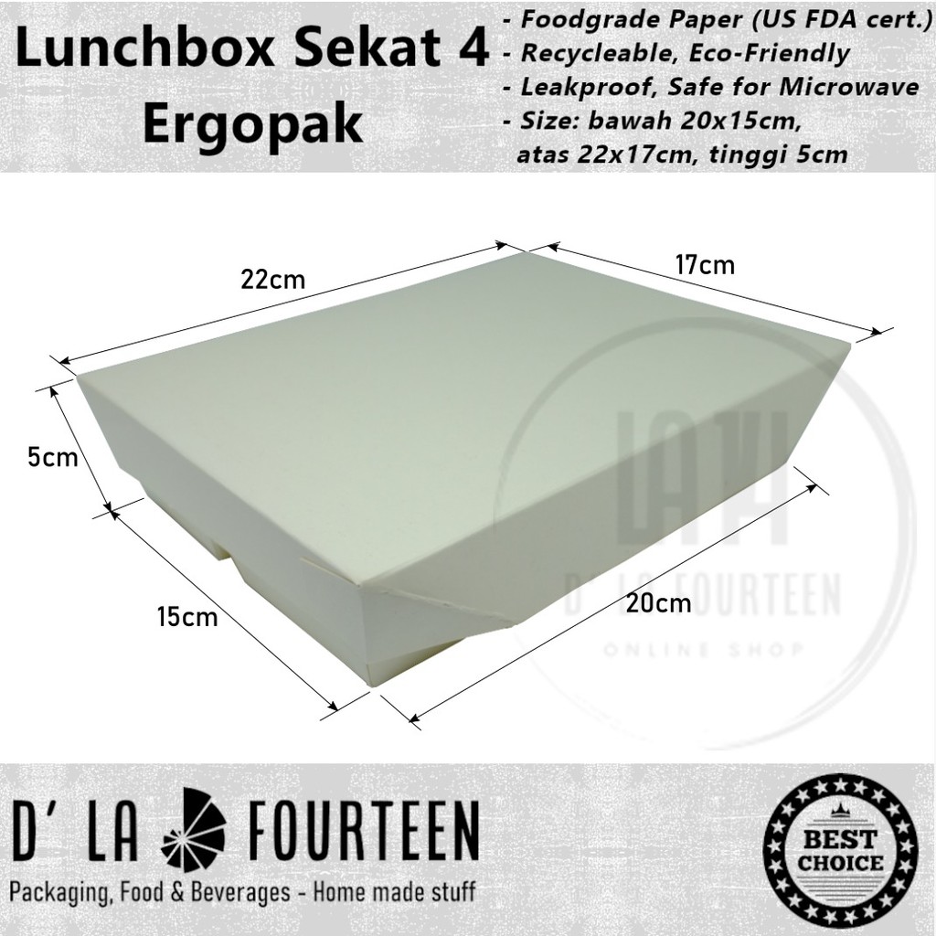 Paper LunchBox Sekat 4 / ErgoPack Sekat 4 / LunchBox 4 Sekat / Paper LunchBox 4 Sekat Harga Satuan