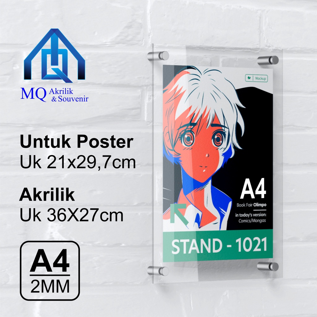 Frame Akrilik Poster Dinding | Pigura Akrilik Dinding | Frame Display Akrilik Ukuran A4