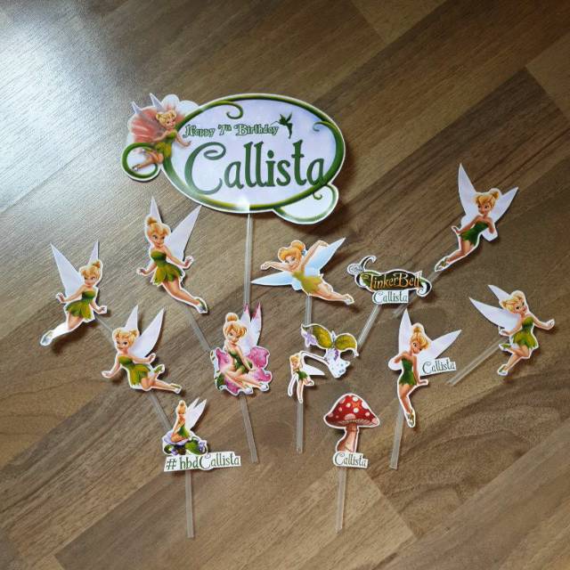 Props topper cake cupcake tinkerbell (10 pcs)