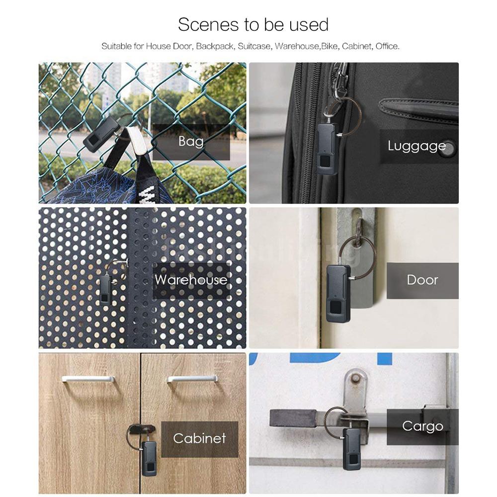 Smart Fingerprint Lock Usb Rechargeable Keyless 10 Sets Fingerprints Ip65 Waterproof Anti Theft Sec Shopee Indonesia