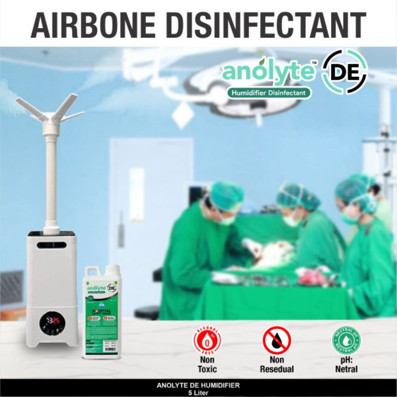 Airborne Disinfektan ANOLYTE DE HUMIDIFIER HOCL 1ltr Non Alkohol Air Sanitizer Food Grade