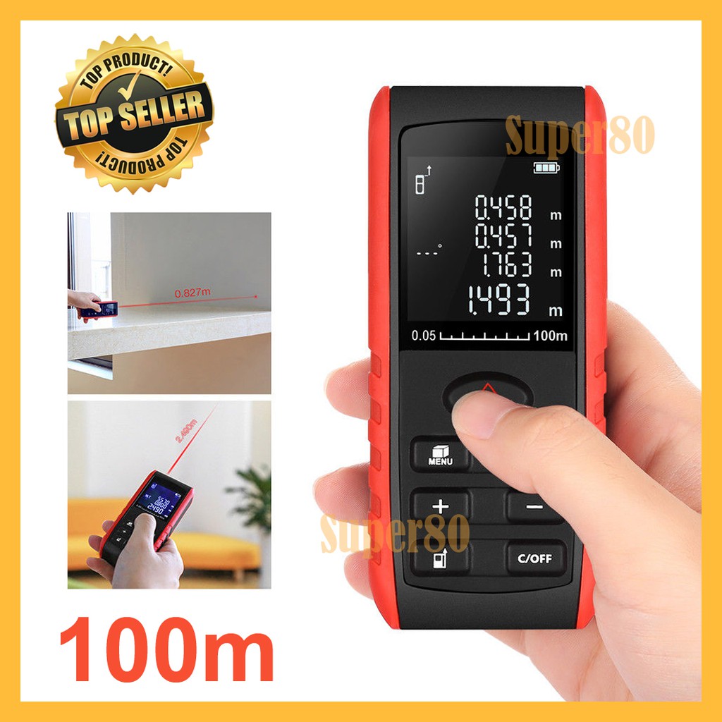 Meteran Laser Distance Meter 40m 60m 80m 100m Digital Rangefinder Alat Ukur Pengukur Jarak