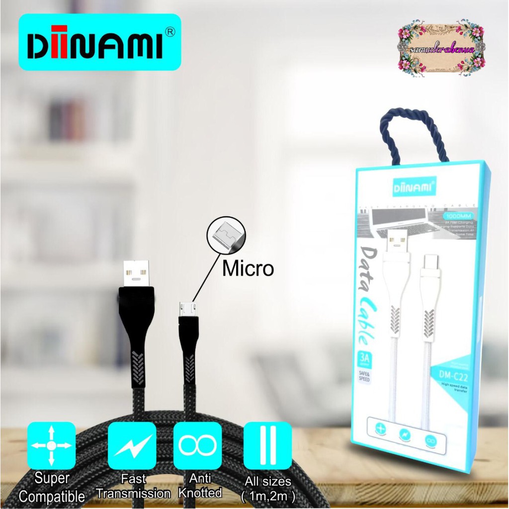 BM081 C22 DIINAMI Kabel data cable charger original ready Micro i ph0neee tipe c 1 2 3 meter 3Amper SB1269