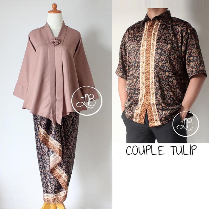 SETELAN KEBAYA COUPLE / BATIK COUPLE MODEL FLOY MILO DAN KEMEJA