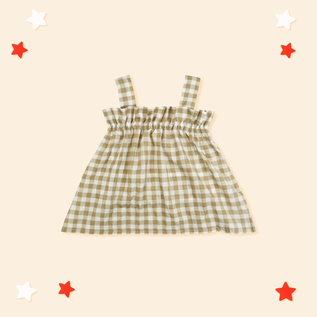 Owlet-Atasan anak perempuan / atasan babydoll tartan / atasan tartan