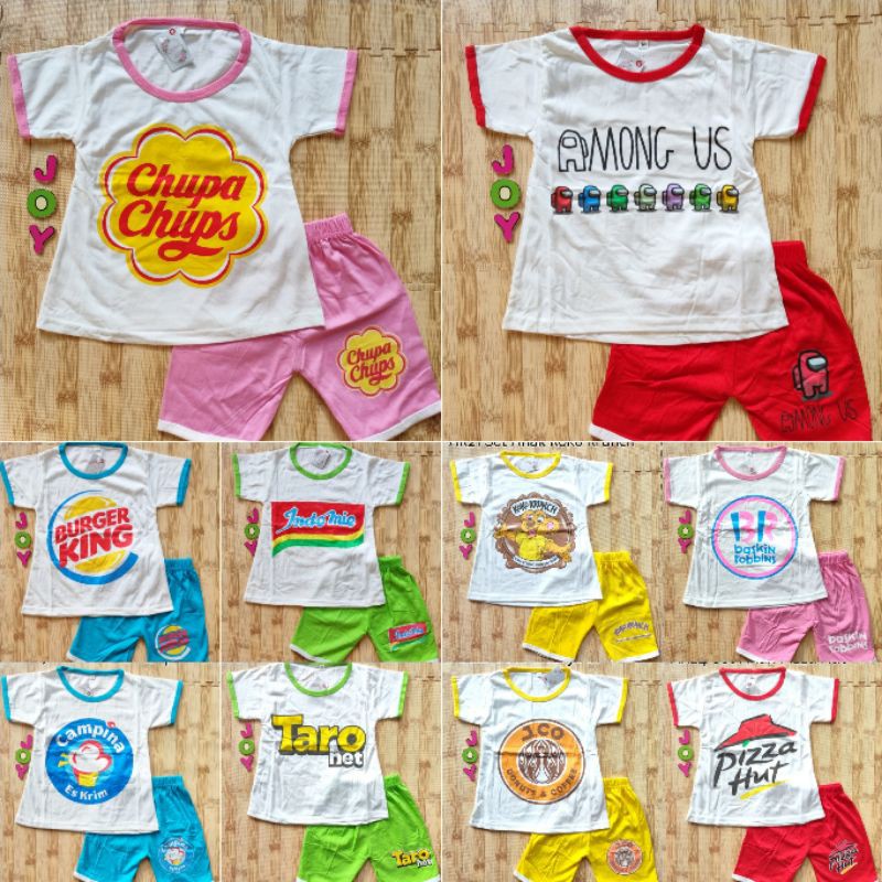 FLASH SALE - TERMURAH SETELAN BAJU CELANA ANAK BRANDING (TARO JCO KOKOKRUNCH BASKINROBBINS CAMPINA P