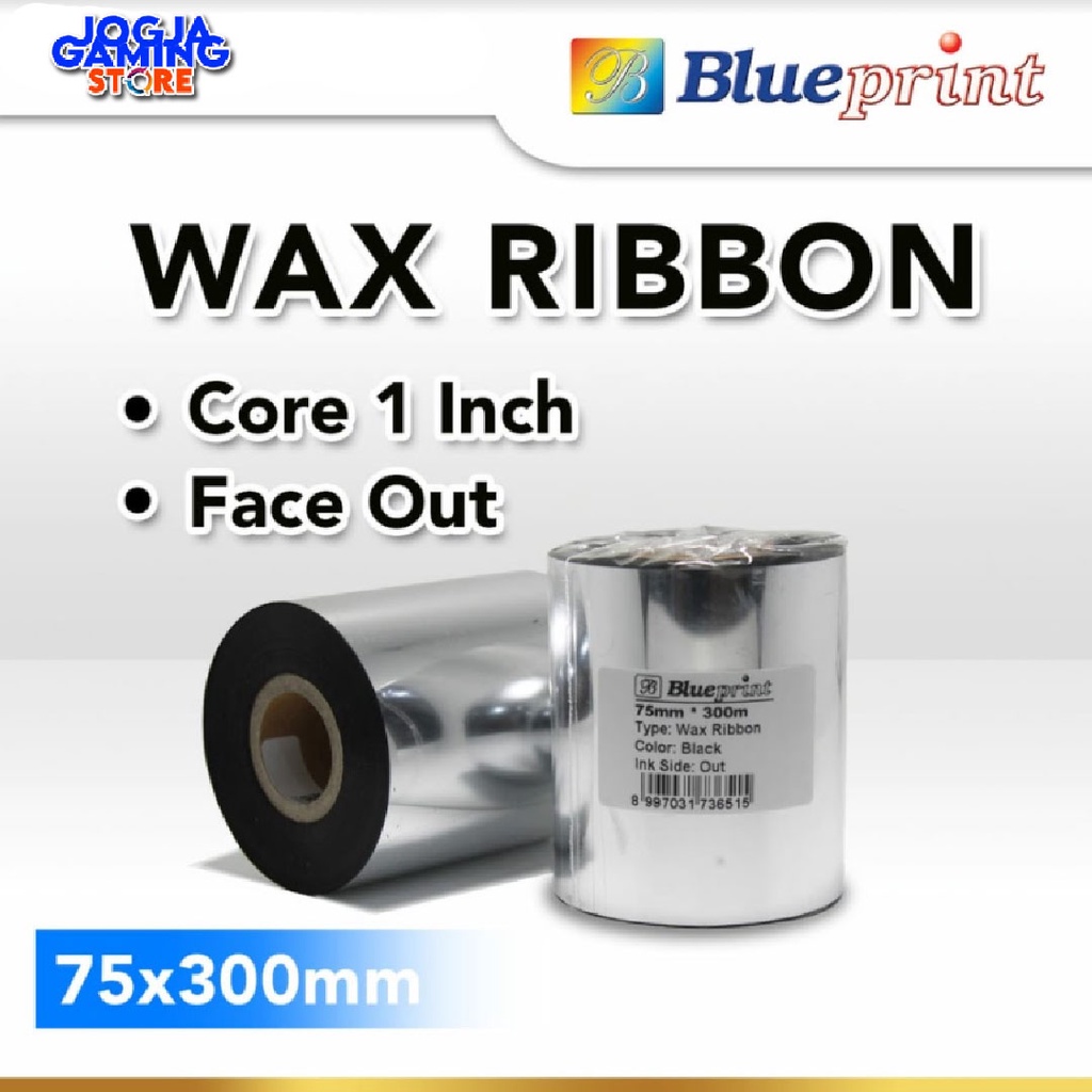 

Ribbon Wax Barcode Label 75x300 m BLUEPRINT Thermal Transfer Ribbon