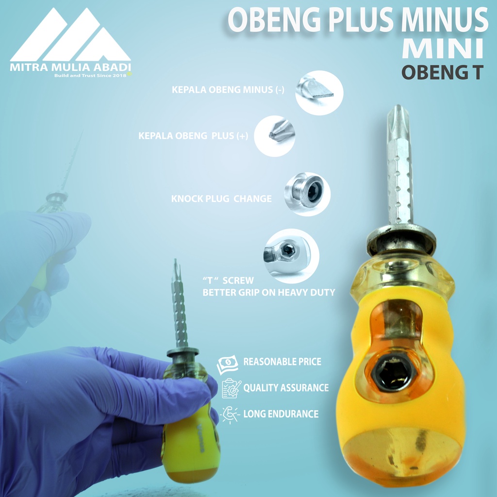 Obeng Plus Min ukuran Mini /Cebol Bolak balik