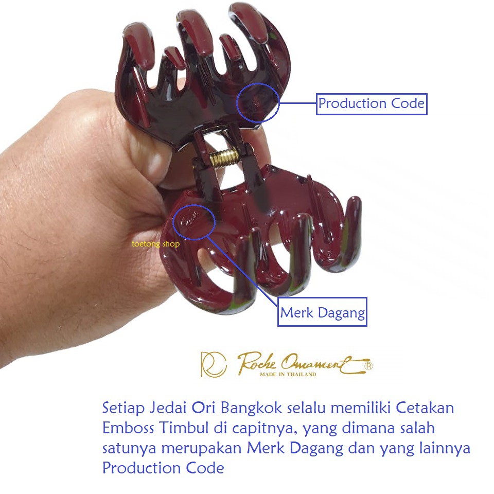 Jedai Ori Bangkok Jumbo 6cm  cakar 5 Roche Ornament Jepitan Rambut