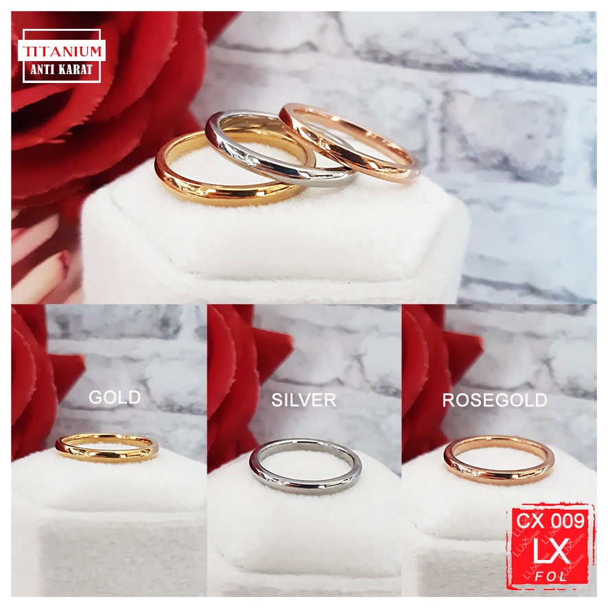 CX 009 Cincin Titanium Polos Cincin Kawin Wedding Ring Cincin Pacar Cincin Tunangan Cincin Kado Perhiasan Stainless Murah Cincin Gold Silver Rosegold Luxx Xuping