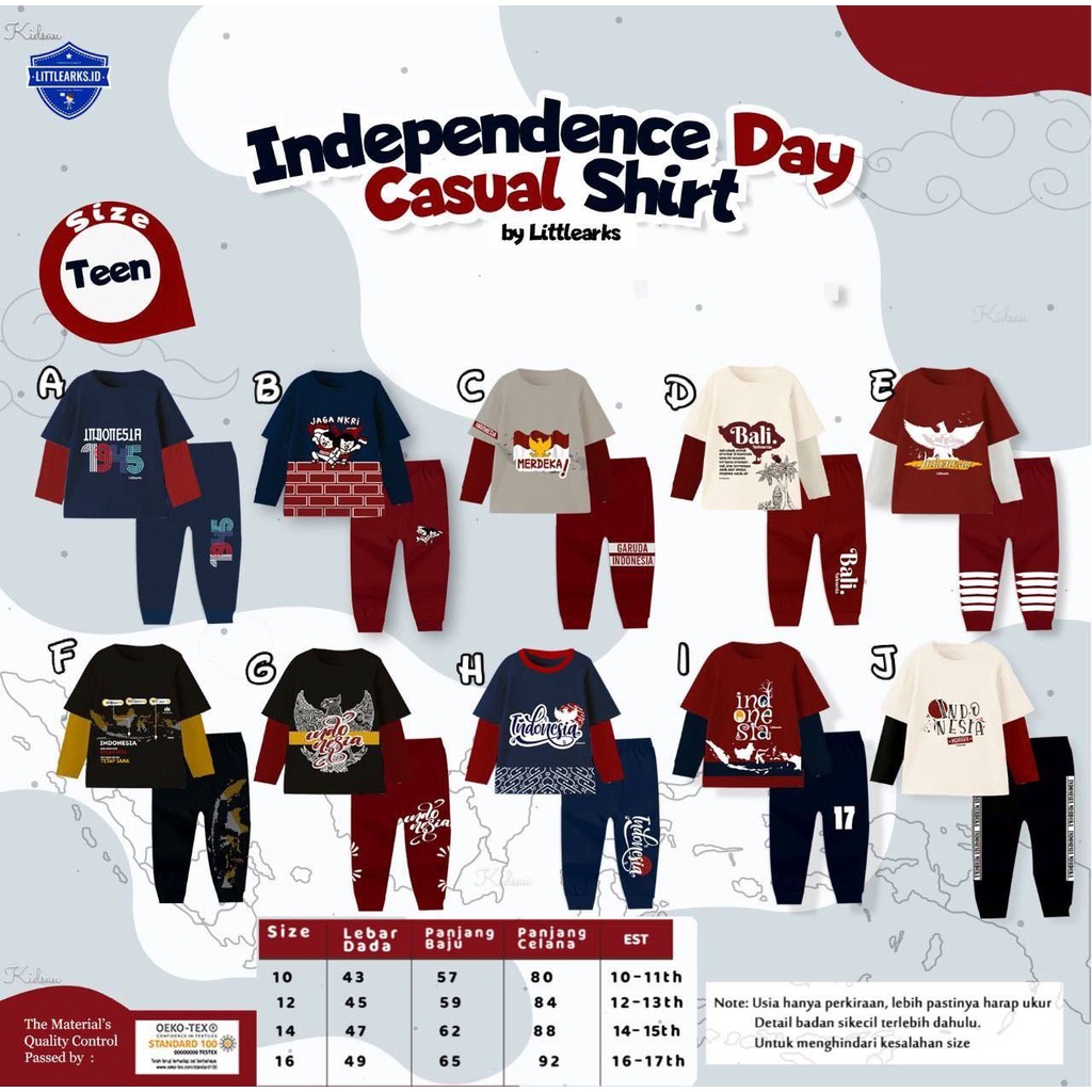 Setelan anak Size Teen Independence day Casual Shirt by Littlearks