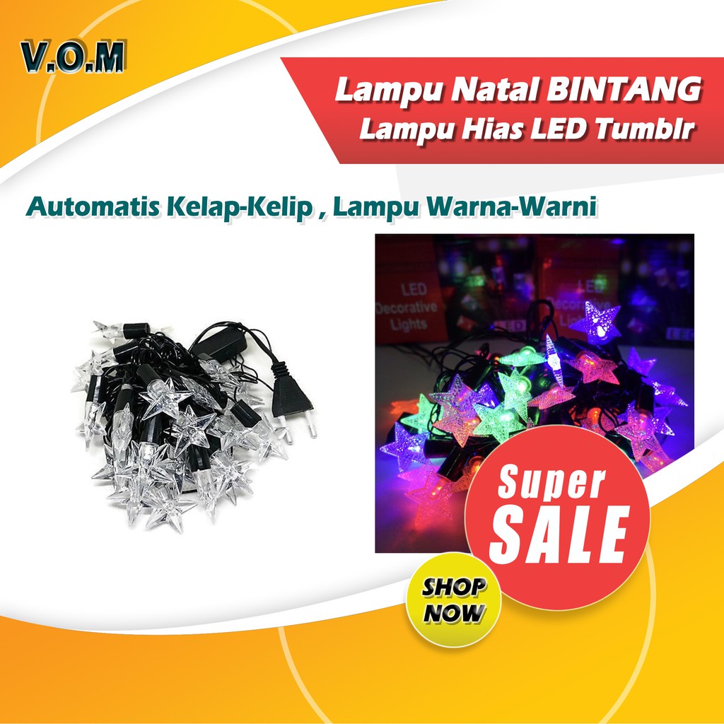 VOM Lampu Natal BINTANG Lampu Hias Tumblr 0592