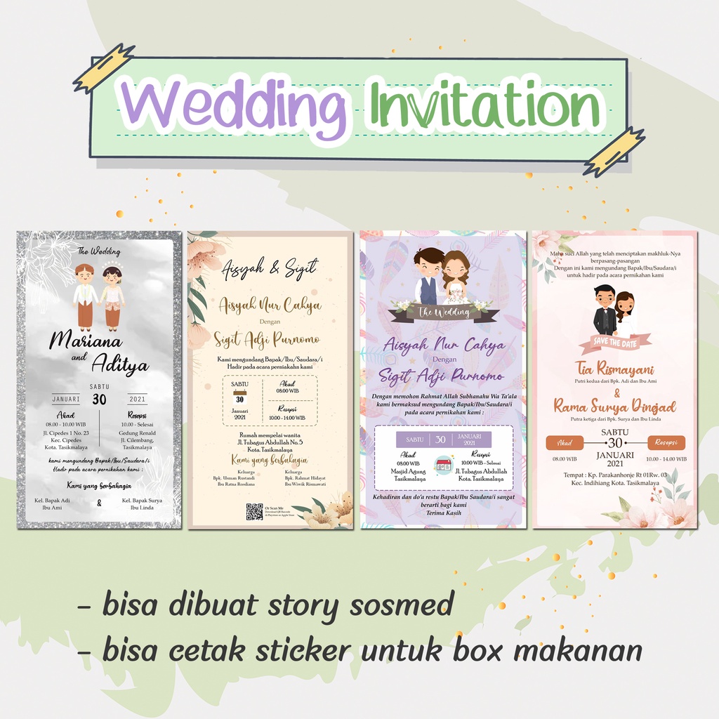 Sticker Pernikahan Box Makanan / Sticker Kotak Makanan Pernikahan / Undangan Story Sosmed
