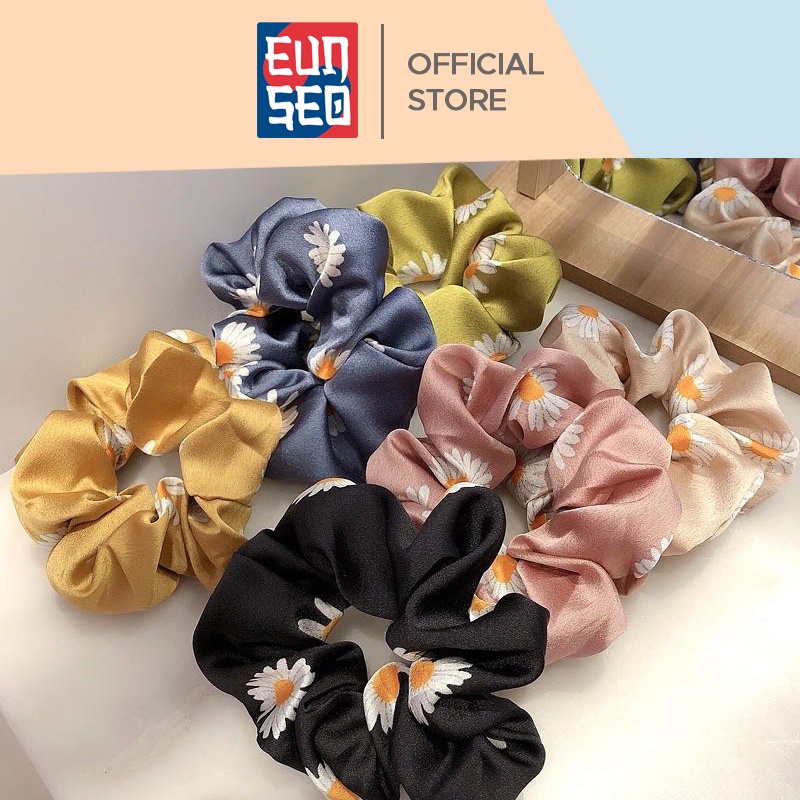 EUNSEO Ikat Rambut Fashion Korea Motif Bunga Daisy Scrunchie Cepol Rambut Import Premium