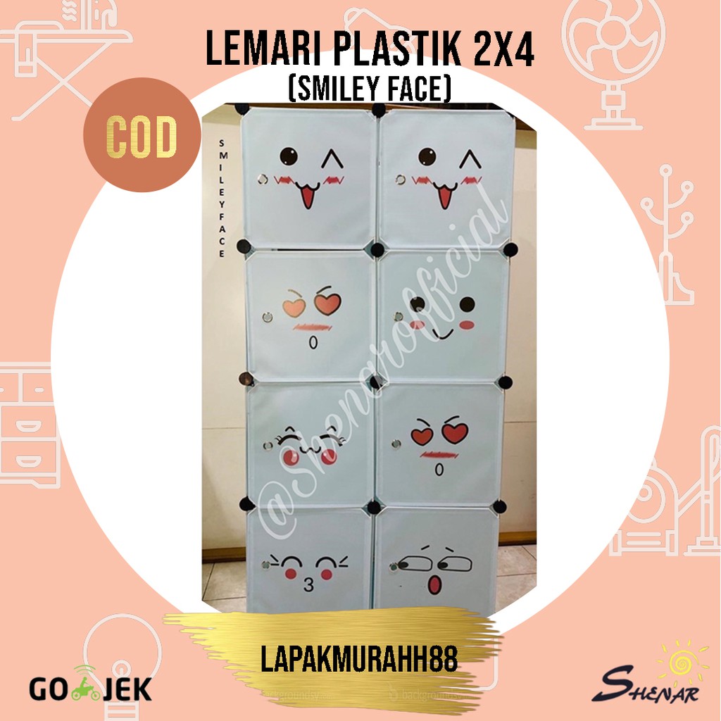 LEMARI PAKAIAN (2X4)/RAK SERBAGUNA/LEMARI SUSUN/LEMARI PLASTIK/LEMARI BAJU/LEMARI 8 PINTU