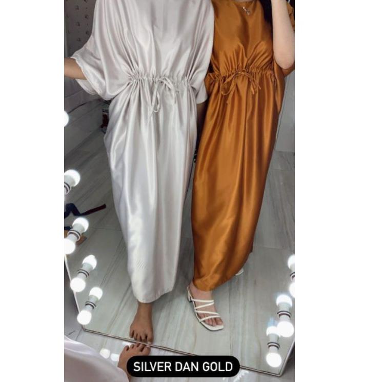 ✯ Gamis Kaftan Satin Mutiara Muslim +free hijab mote ❈