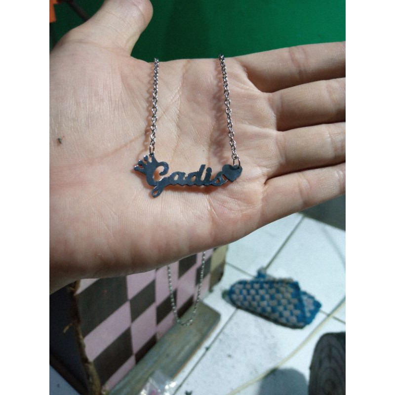 RESELER!!Kalung nama termurah titanium stanles stell anti karat silver