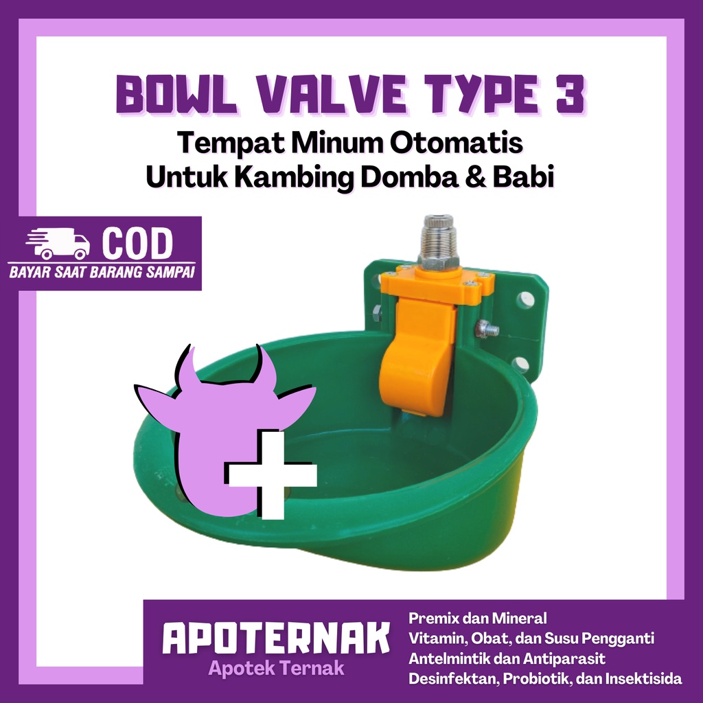 BOWL VALVE | Mangkuk Tempat Minum Otomatis Untuk Kambing Domba | Apoternak