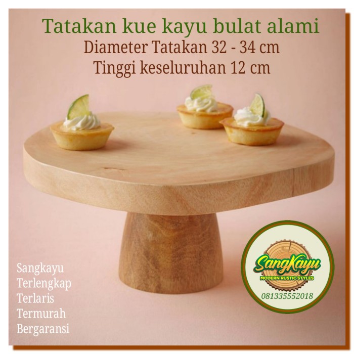 Rak kue kayu alami 32-34x12cm wooden cupcake stand natural tatakan kue