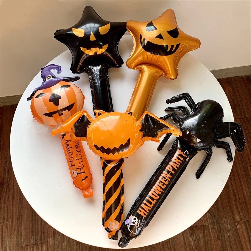 1 Pc Tongkat Balon Model Tiup Desain Devil Spider Untuk Dekorasi Pesta Halloween