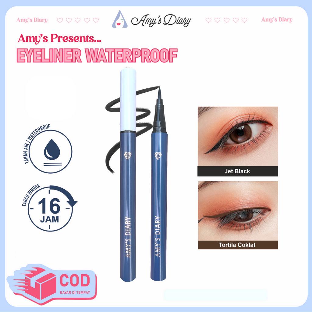 Eyeliner Waterproof AMY'S DIARY Liquid Eyeliner Sweat Proof Anti Smudge Soft Touch tahan lama