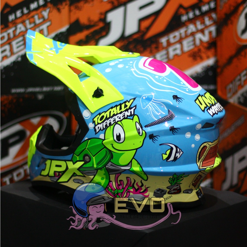 HELM JPX CROSS_FOX1 SERI X25 - LIGHT BLUE GLOSS + GOOGLE SNAIL (ONGKIR 2 KG) HELM JPX TERBARU