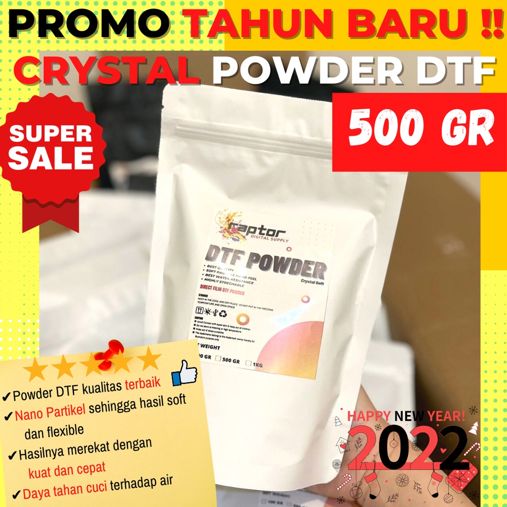 

TPU Hot Melt Adhesive Powder Sablon DTF / Bubuk Transfer PET Film 500 Gr