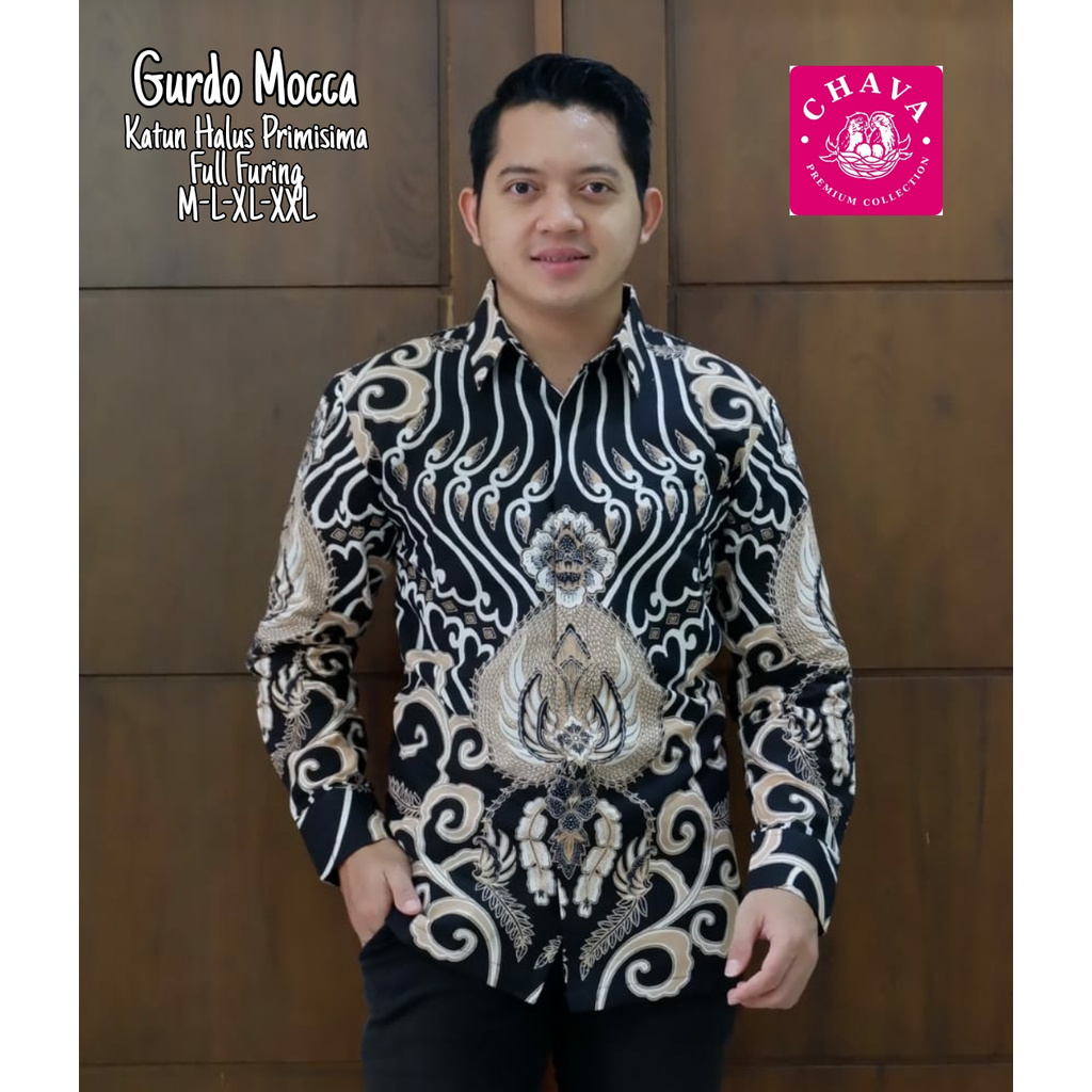 Kemeja Batik Pria Warna Moka Batik Lengan Panjang Warna Mocca Baju Batik Pria Terbaru Gurdo Mocca