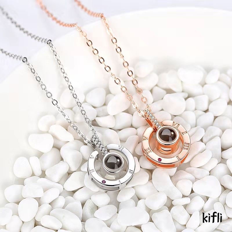 Kalung Titanium,Premium Rantai Liontin Necklace Proyeksi,I Love You,Untuk Hadiah,Wanita Aksesoris