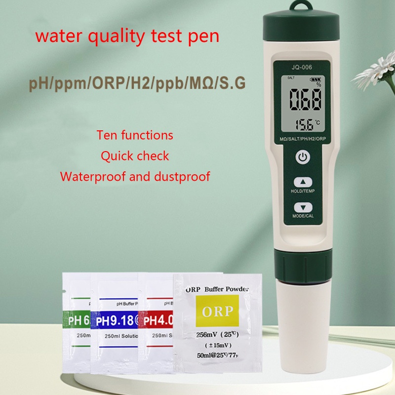 Kiss 10 in 1 Pen Tester Kualitas Air Digital TDS EC &amp; Temperatur Meter P-h / Salt