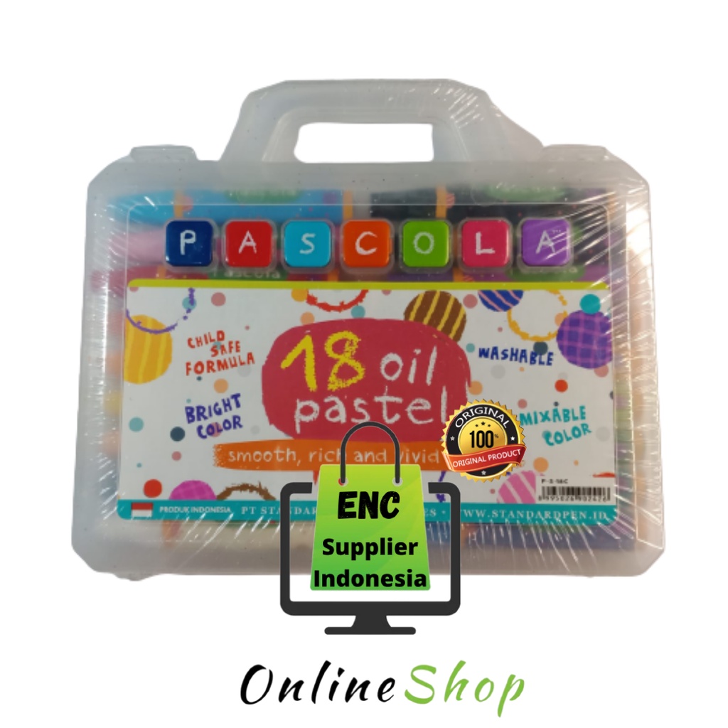 

18 w Crayon pascola 18 warna oil pastel 18w asli original krayon minyak standard per set - enc.sup