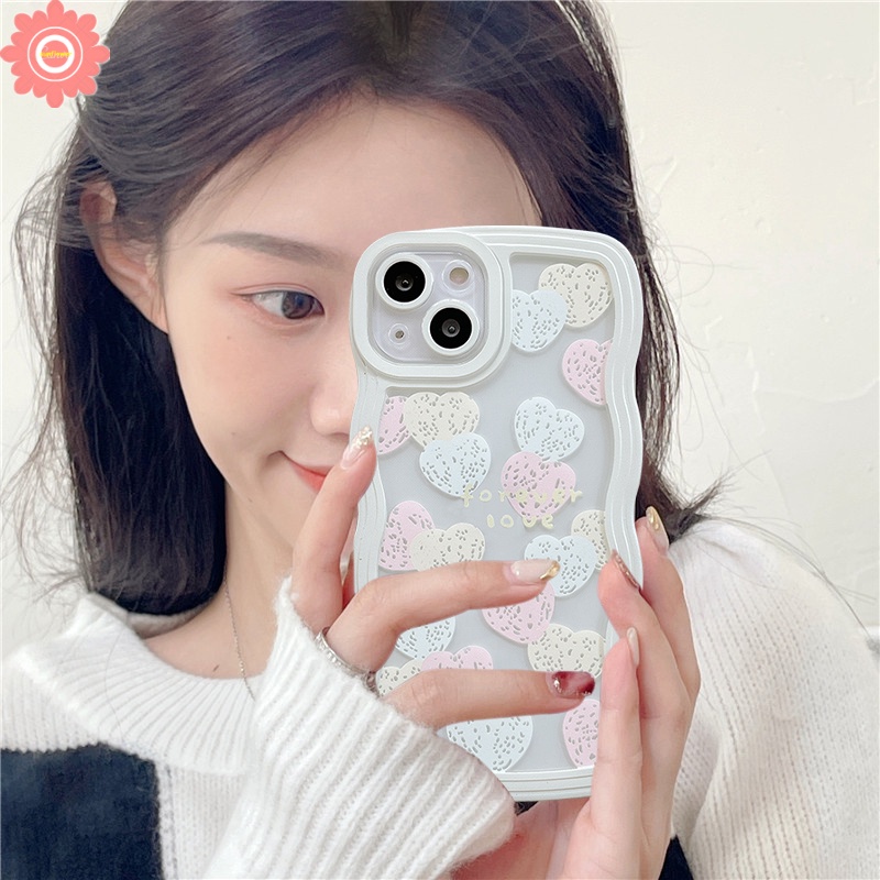 Soft Case Motif Hati Gelombang Untuk OPPO A17 A15 A57 A55 A16K A96 A95 A54 A1K A17k Reno 5 6 7 8 4F 4Lite A74 A76 A16 A12 A15s A712 A16 A16s A53 A5E F9 A16s A52 A3s A53 Cover Pelindung Bahan TPU