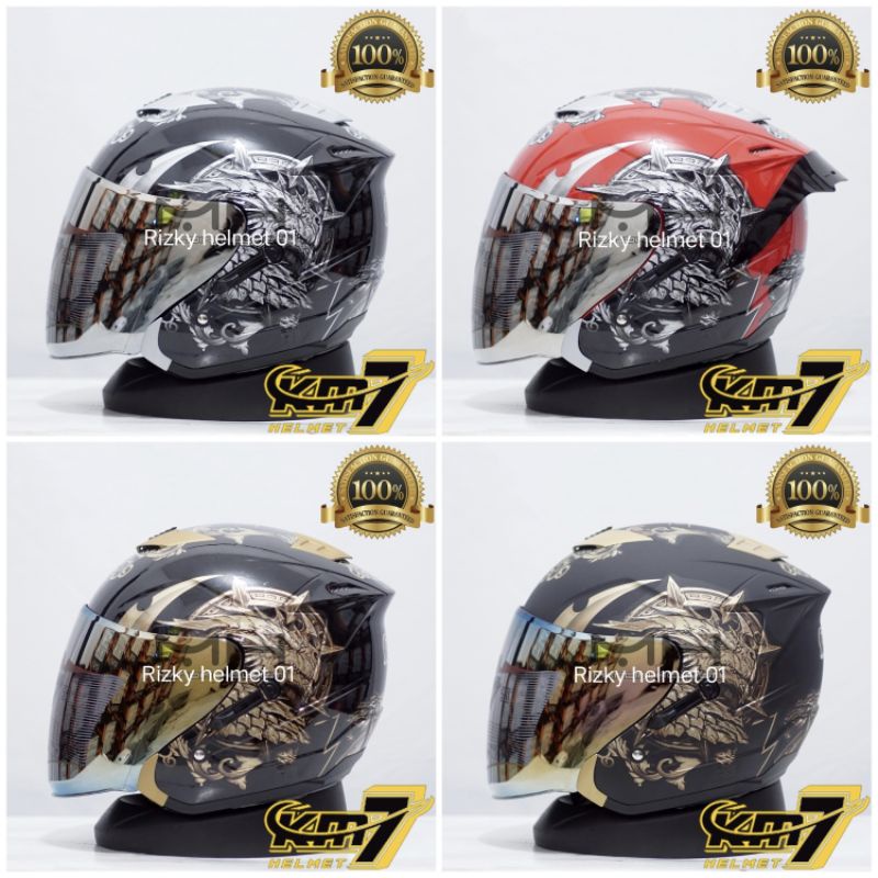 helm half face km7 original (paket ganteng)