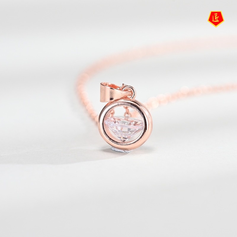 [Ready Stock]Korean Style Zircon Circle Necklace Silver Simple Personality