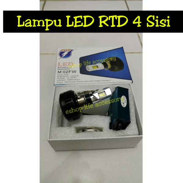 Lampu Depan Motor Led 4 Sisi Merk Rtd Headlamp Motor 4 sisi Titik
