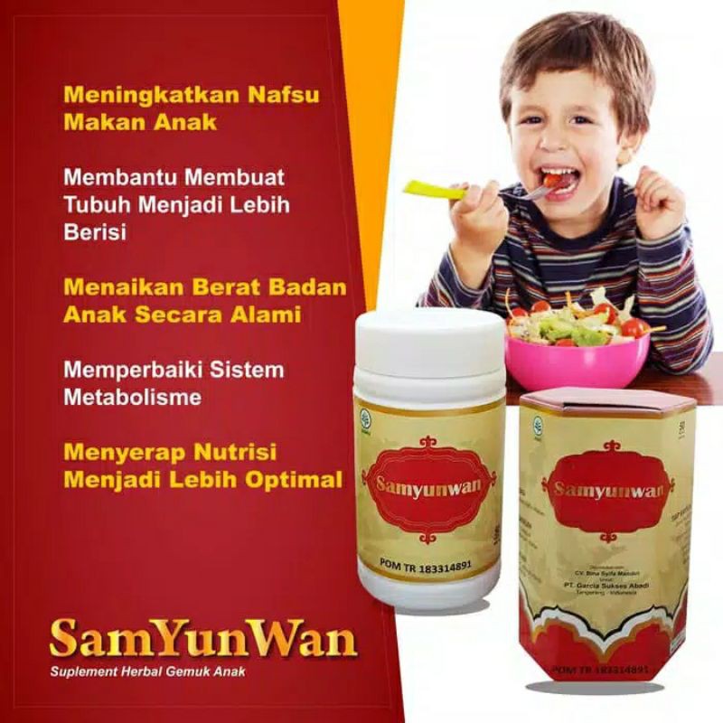 SUPLEMEN PENGGEMUK BADAN BPOM  (Anak &amp; Dewasa) OBAT GEMUK PENAMBAH NAFSU MAKAN SAMYUNWAN ORIGINAL