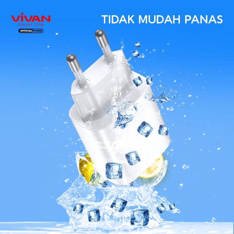 Charger VIVAN Power Turbo 18 Dual Output Port 3A USB-A &amp; Type C 18W PD Quick Charge &amp; VOOC Flash Charge Garansi 1 Tahun