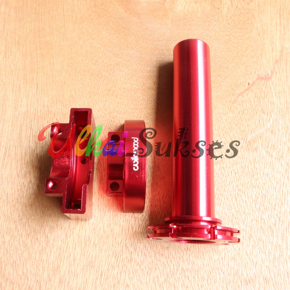 Selongsong Gas Spontan l Sparepart Variasi Slongsong Gas l Gas Spontan Full CNC Merah Anti Korosi Universal Murah