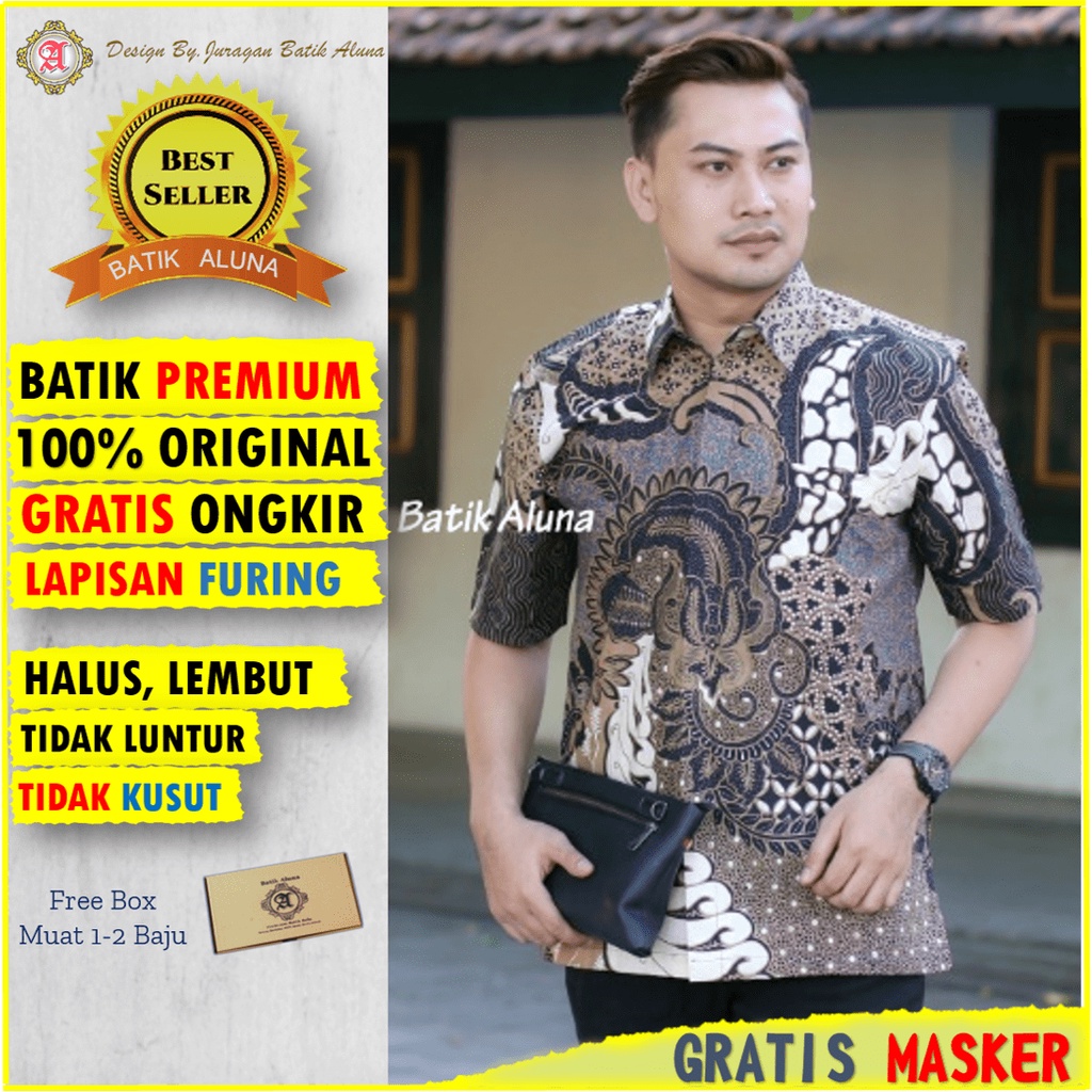 Baju Kemeja Batik pria lengan pendek modern batik alisan lengan pendek premium batik keris pria Alun