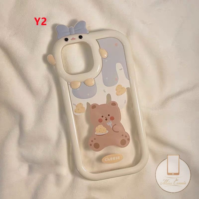 Soft Case Motif Kelinci 3D Untuk OPPO A57 A77s A17 A77 A16K A96 A95 A55 A15 A12 A17K Reno 7 5F 5 4F A5s A7 A3s A15s A76 A74 A53 A9 A5N A16 A16 A16 A Case Pelindung Earphone Bluetooth Airpod