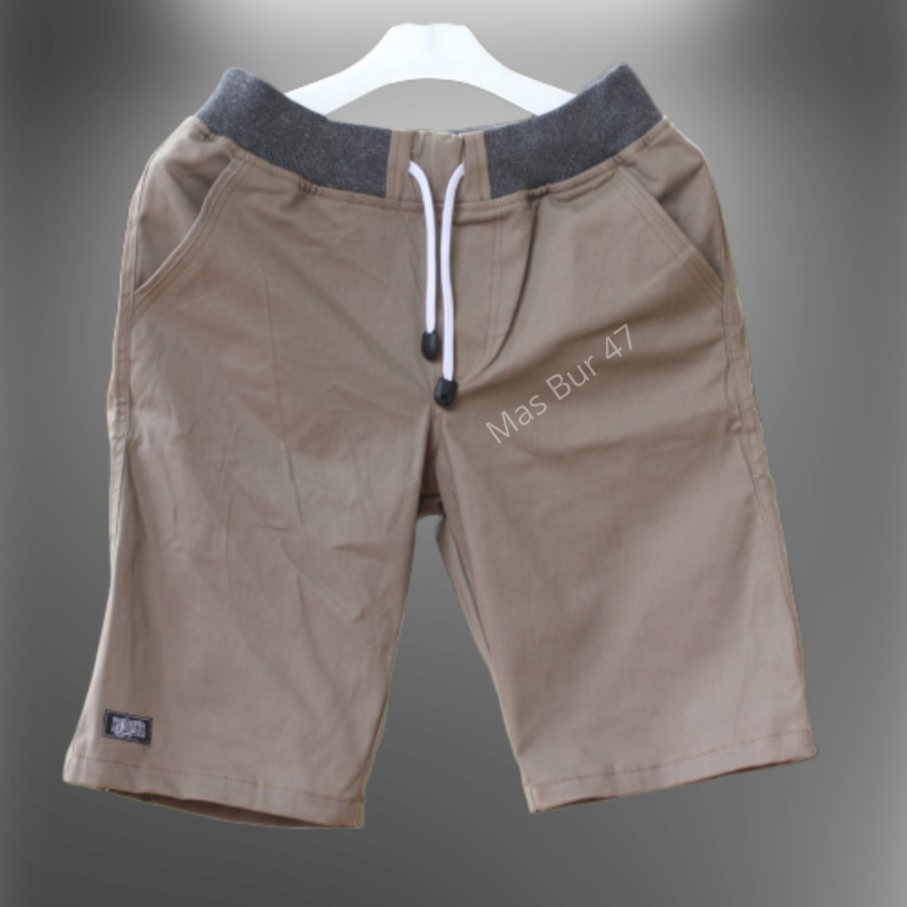 Celana Chino Pendek Pria Kolor Pinggang Karet Rip katun Casual Model Terbaru 2020