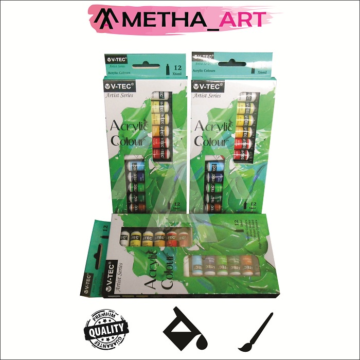 

Cat Akrilik set 12 Warna / Acrylic Colour Set V-TEC (6 ml) Original / Cat lukis akrilik